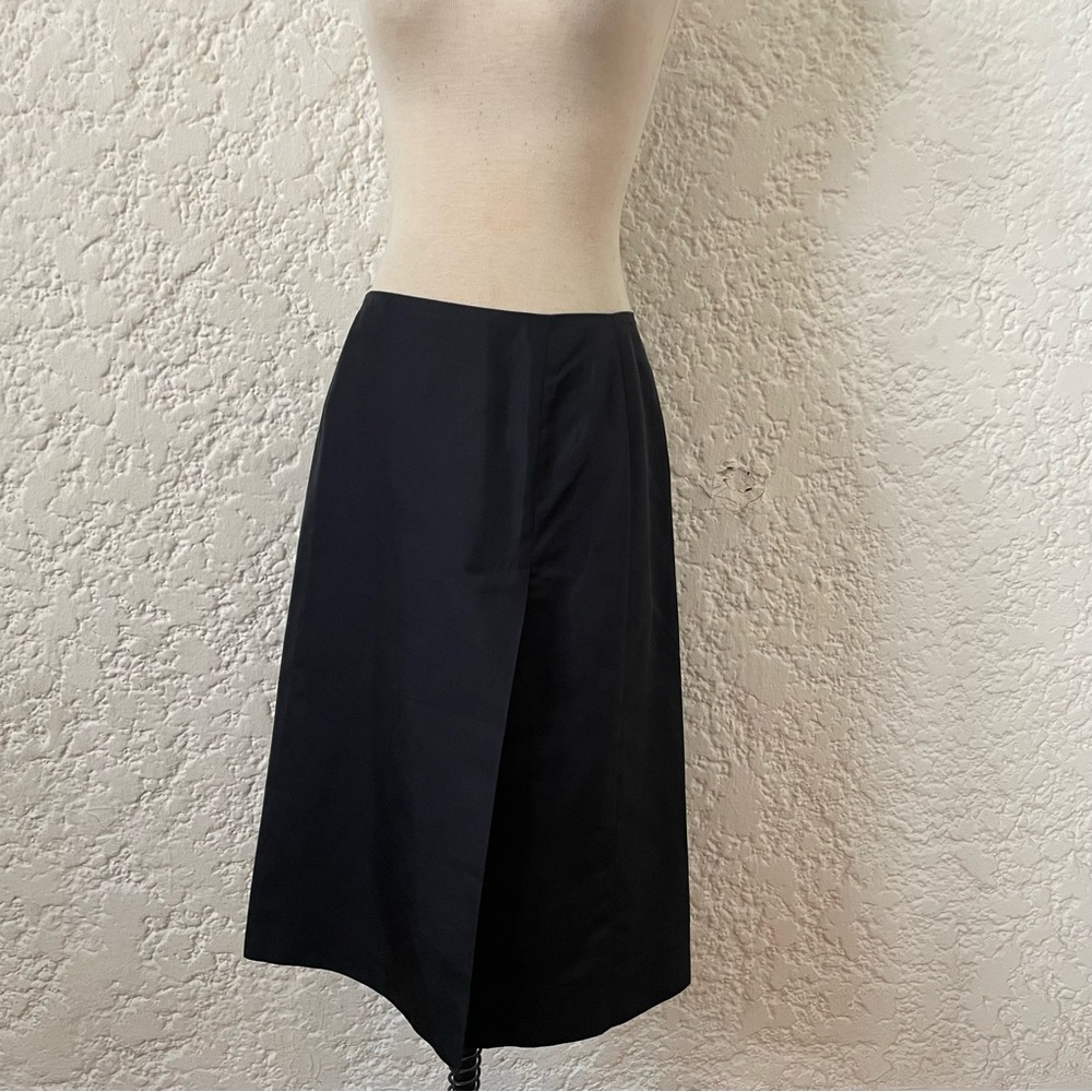 Bally Black A Line Double Slit Midi Skirt Size 8, Minimalist, Knee Length Italy